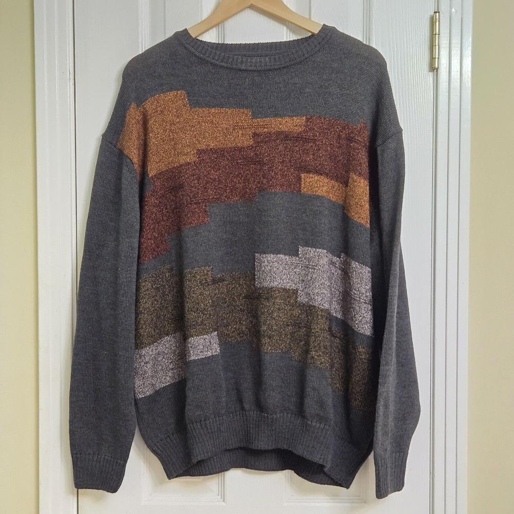 Bachrach Mens Textured Sweater Merino Wool Blend Made in Italy Size XL